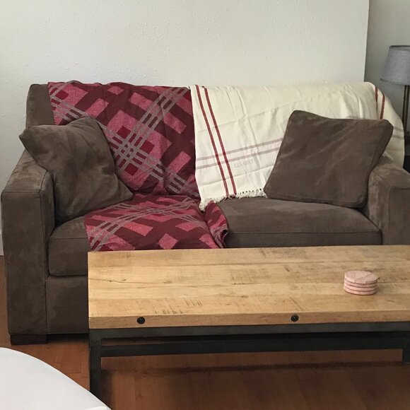 IKEA Throw Blanket "APELVECKMAL" Red / Gray Fleece - Picture 3 of 4